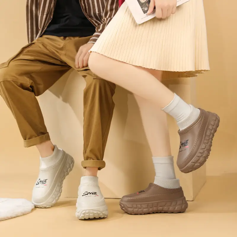 fleece-lined Cotton Shoes Women's Thick-soled Height-increasing Warm Cotton Slippers for Outer Wear Non-slip Dirty-resistant High Heel Shoes for Couple - Image 7