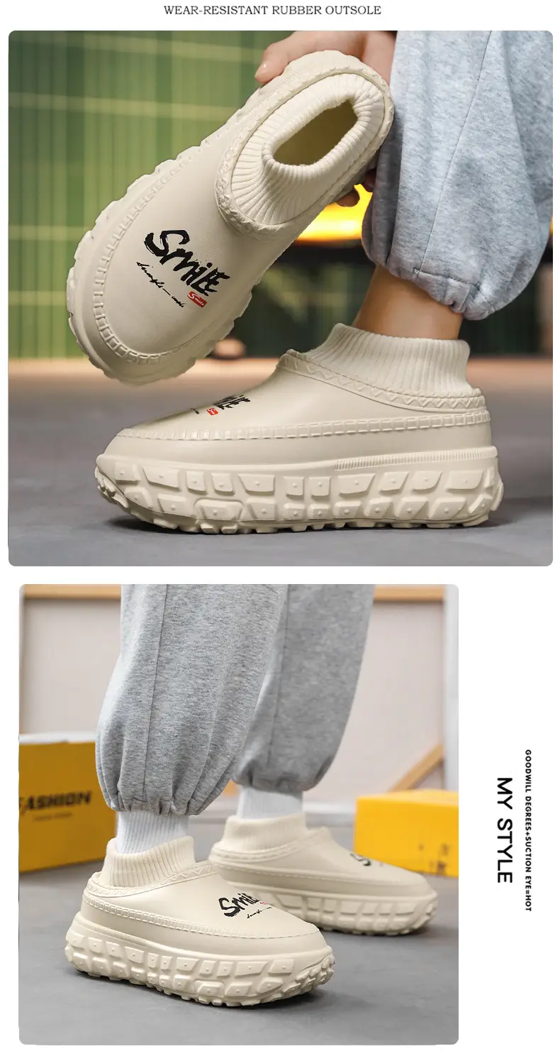 fleece-lined Cotton Shoes Women's Thick-soled Height-increasing Warm Cotton Slippers for Outer Wear Non-slip Dirty-resistant High Heel Shoes for Couple — feature 10
