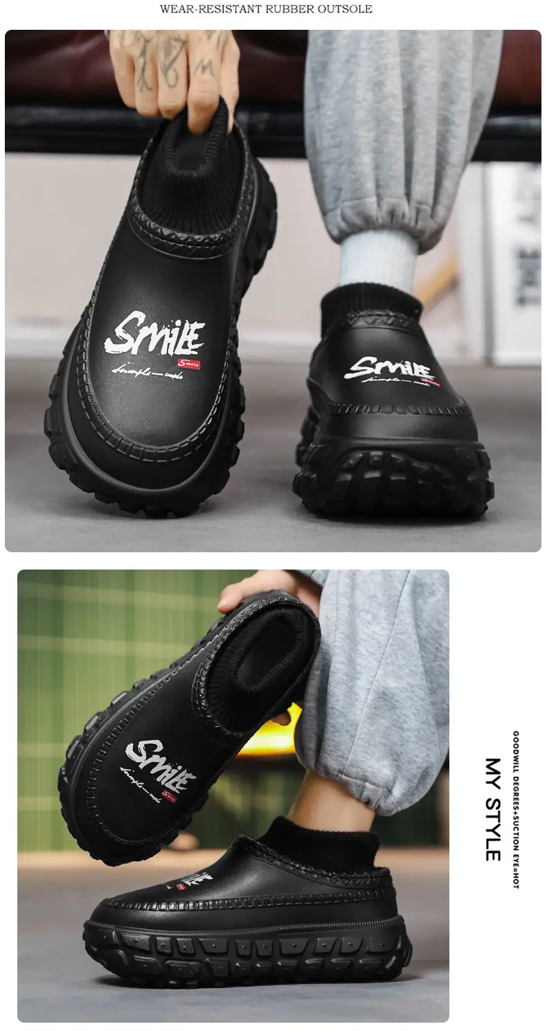 fleece-lined Cotton Shoes Women's Thick-soled Height-increasing Warm Cotton Slippers for Outer Wear Non-slip Dirty-resistant High Heel Shoes for Couple — feature 12