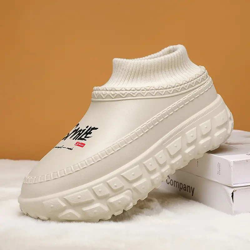 fleece-lined Cotton Shoes Women's Thick-soled Height-increasing Warm Cotton Slippers for Outer Wear Non-slip Dirty-resistant High Heel Shoes for Couple - Image 2