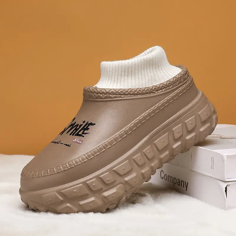 fleece-lined Cotton Shoes Women's Thick-soled Height-increasing Warm Cotton Slippers for Outer Wear Non-slip Dirty-resistant High Heel Shoes for Couple - Image 3