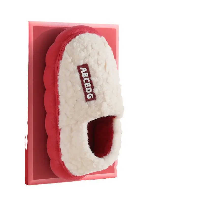 Bag with cotton slippers winter men's lovers room plus velvet fur home waterproof non-slip warm moon shoes women wholesale