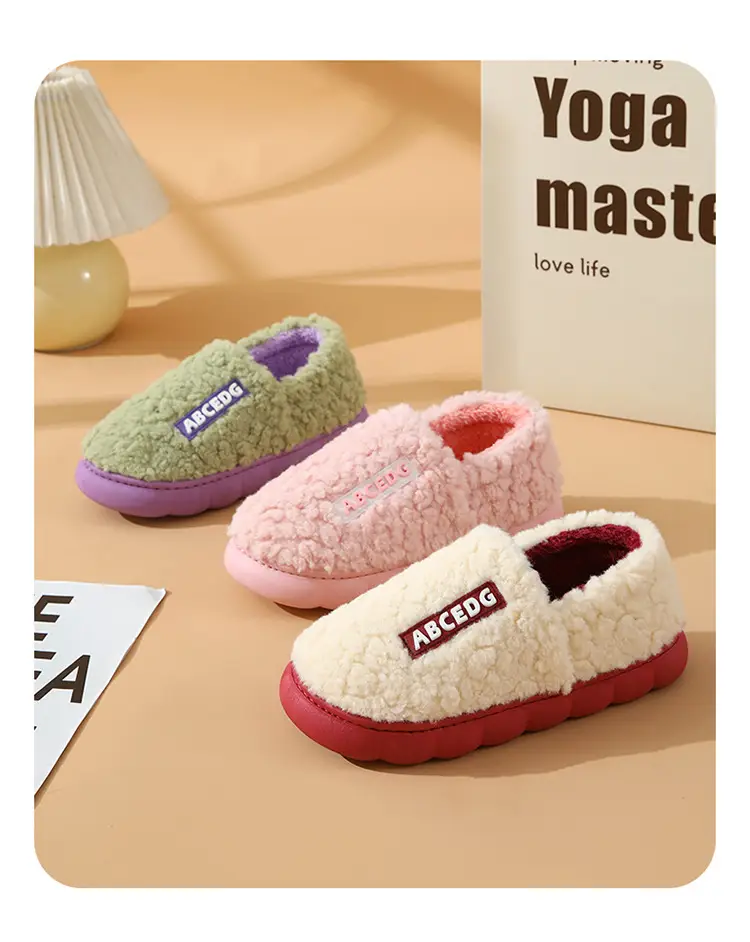 Bag with cotton slippers winter men's lovers room plus velvet fur home waterproof non-slip warm moon shoes women wholesale — feature 16