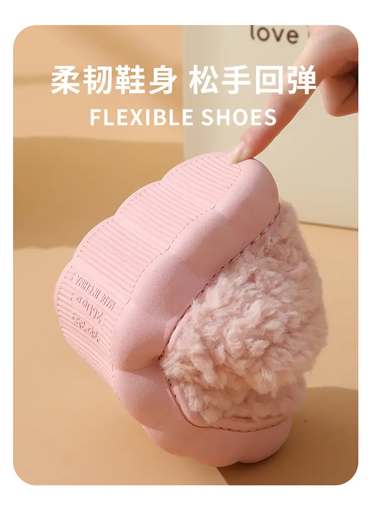 Bag with cotton slippers winter men's lovers room plus velvet fur home waterproof non-slip warm moon shoes women wholesale — feature 5