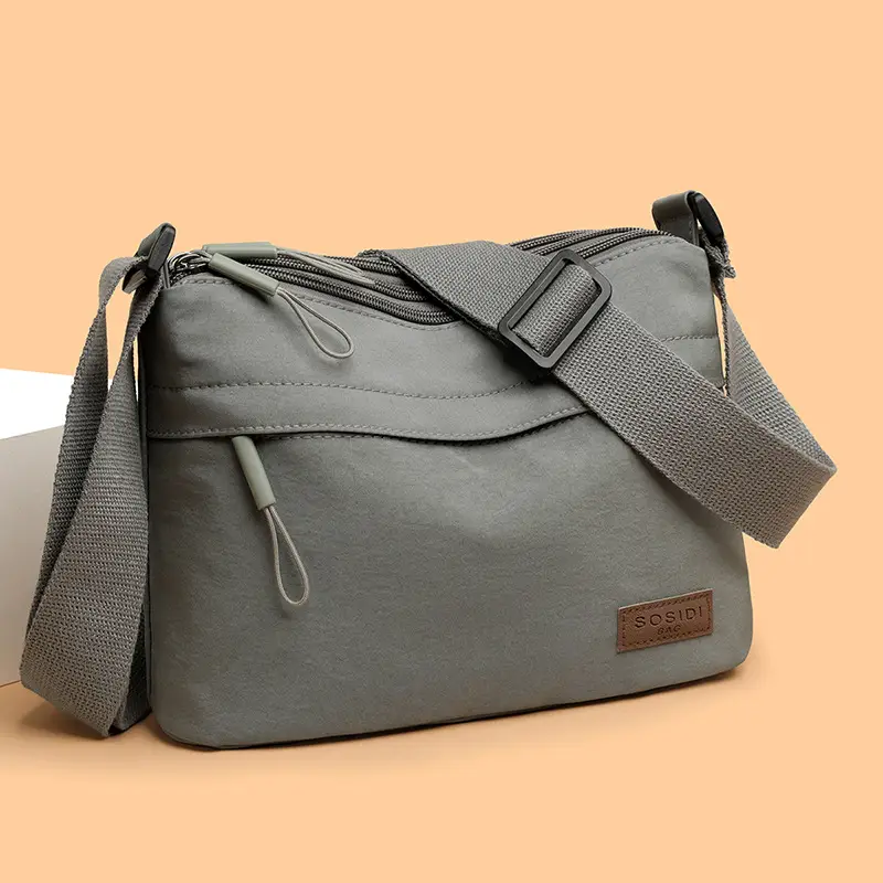 Women's White Nylon Crossbody Bag Large Capacity Waterproof