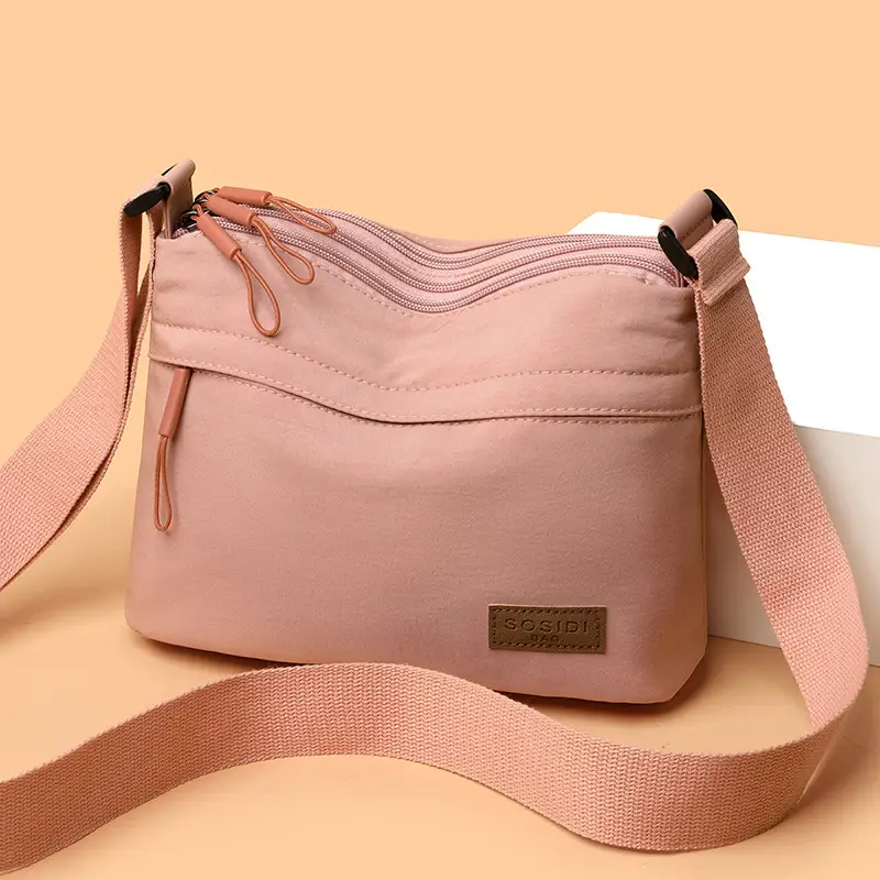 Women's White Nylon Crossbody Bag Large Capacity Waterproof