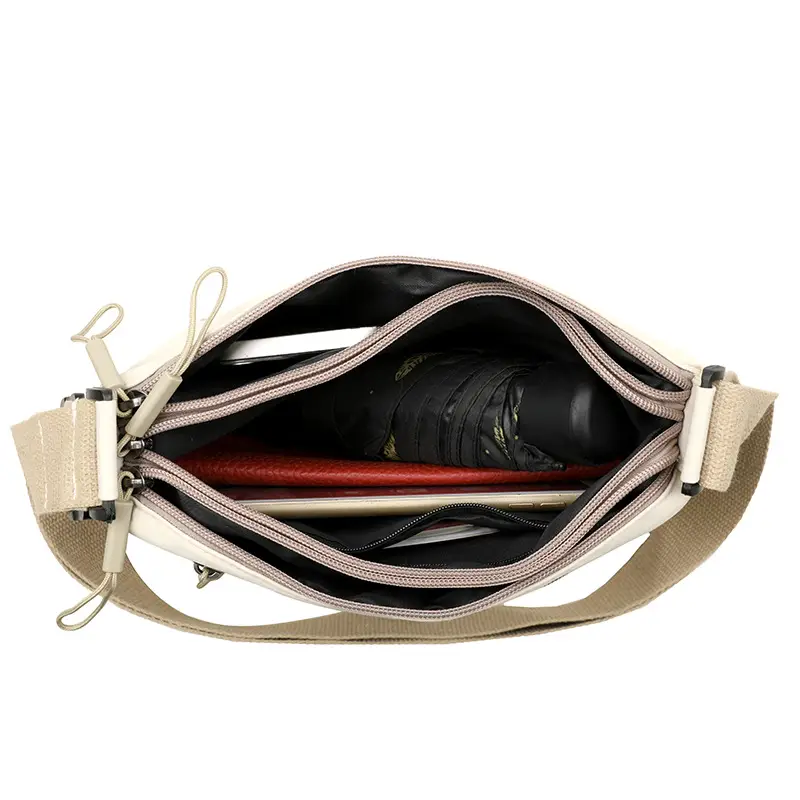 Women's White Nylon Crossbody Bag Large Capacity Waterproof