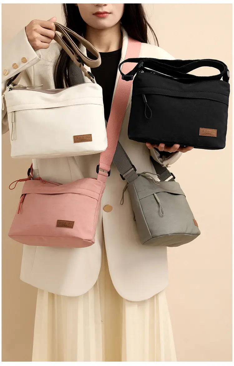 Women's White Nylon Crossbody Bag Large Capacity Waterproof — feature 10