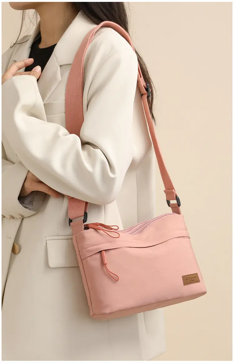 Women's White Nylon Crossbody Bag Large Capacity Waterproof — feature 11