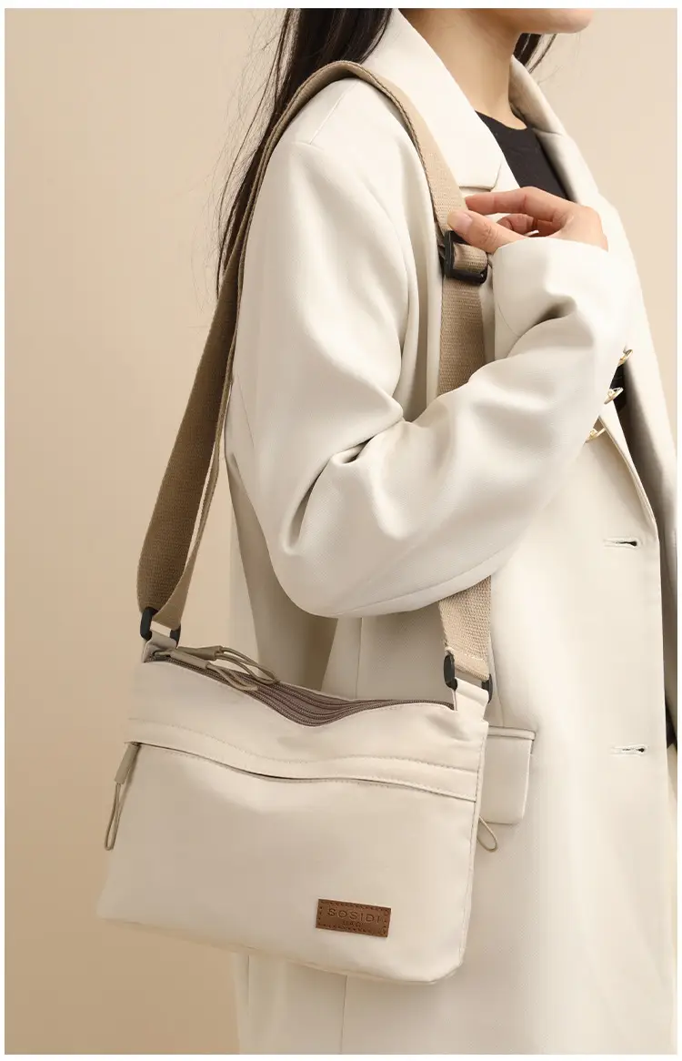 Women's White Nylon Crossbody Bag Large Capacity Waterproof — feature 12
