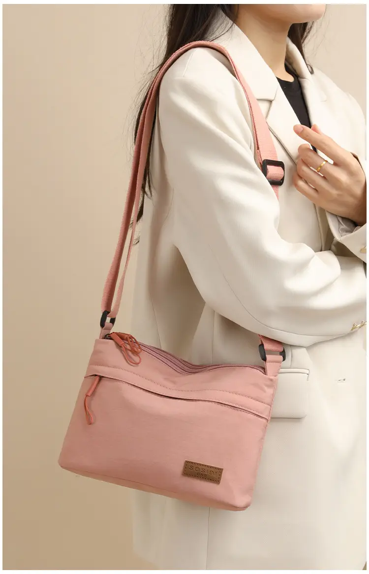 Women's White Nylon Crossbody Bag Large Capacity Waterproof — feature 14