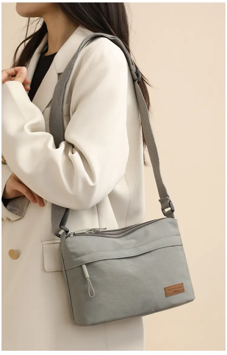 Women's White Nylon Crossbody Bag Large Capacity Waterproof — feature 15