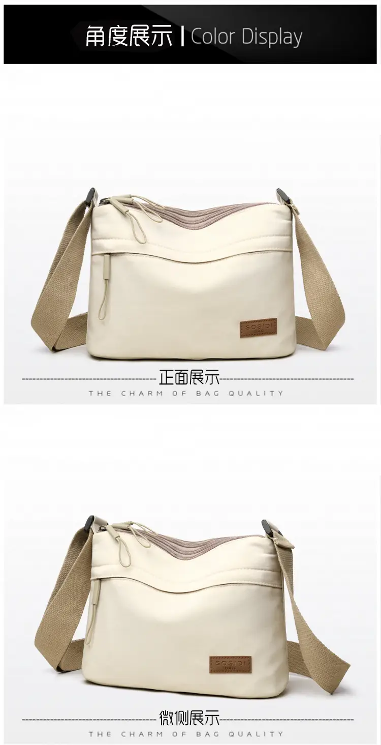 Women's White Nylon Crossbody Bag Large Capacity Waterproof — feature 20