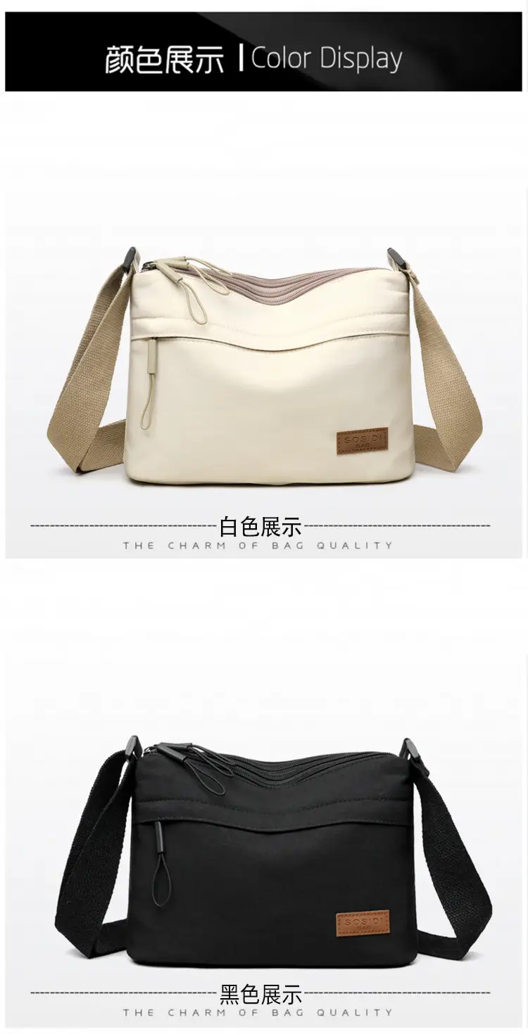 Women's White Nylon Crossbody Bag Large Capacity Waterproof — feature 23