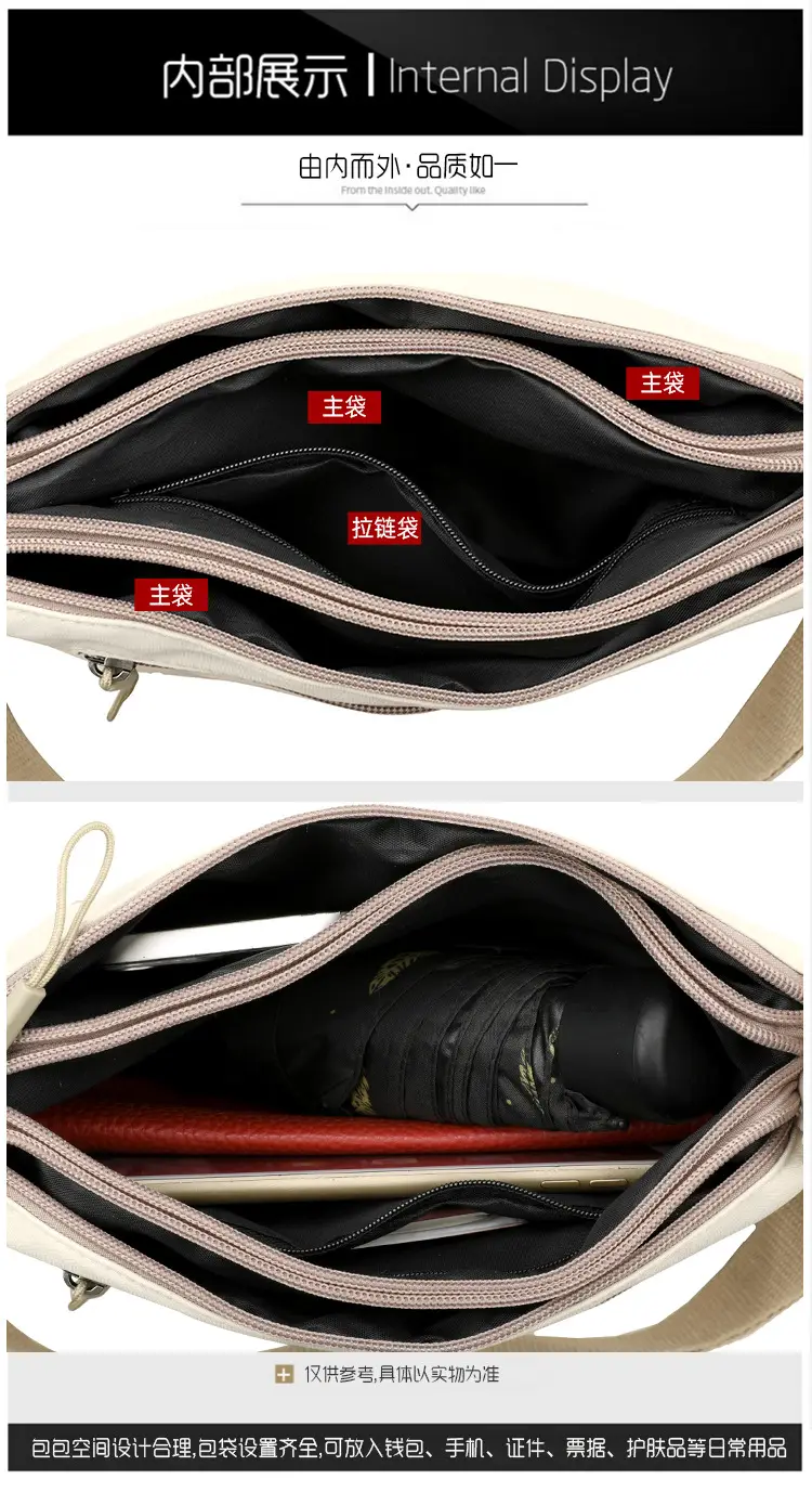 Women's White Nylon Crossbody Bag Large Capacity Waterproof — feature 28