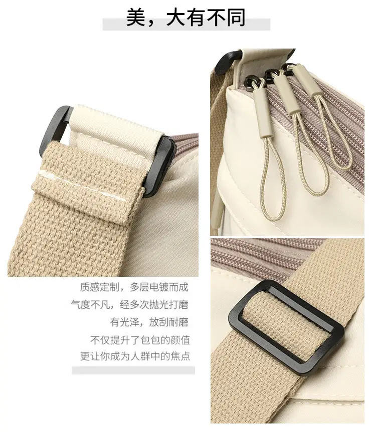 Women's White Nylon Crossbody Bag Large Capacity Waterproof — feature 5