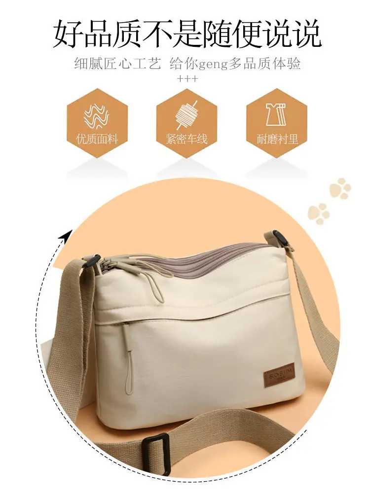 Women's White Nylon Crossbody Bag Large Capacity Waterproof — feature 6
