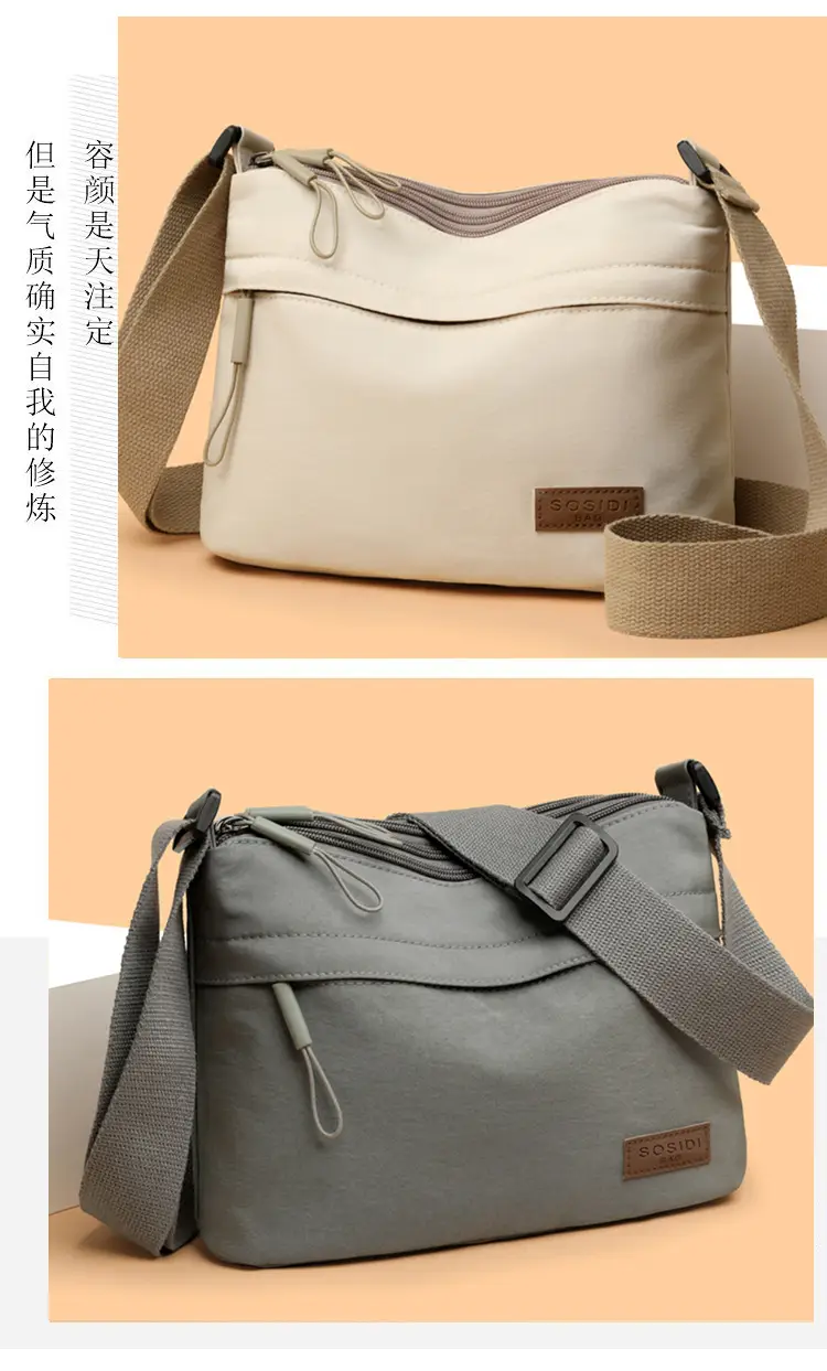 Women's White Nylon Crossbody Bag Large Capacity Waterproof — feature 9