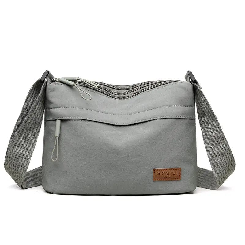 Women's White Nylon Crossbody Bag Large Capacity Waterproof