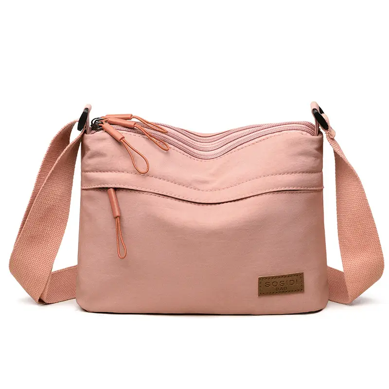 Women's White Nylon Crossbody Bag Large Capacity Waterproof