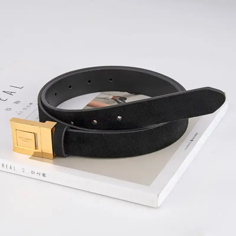 Matte Green Square Buckle Belt for Women - Image 16