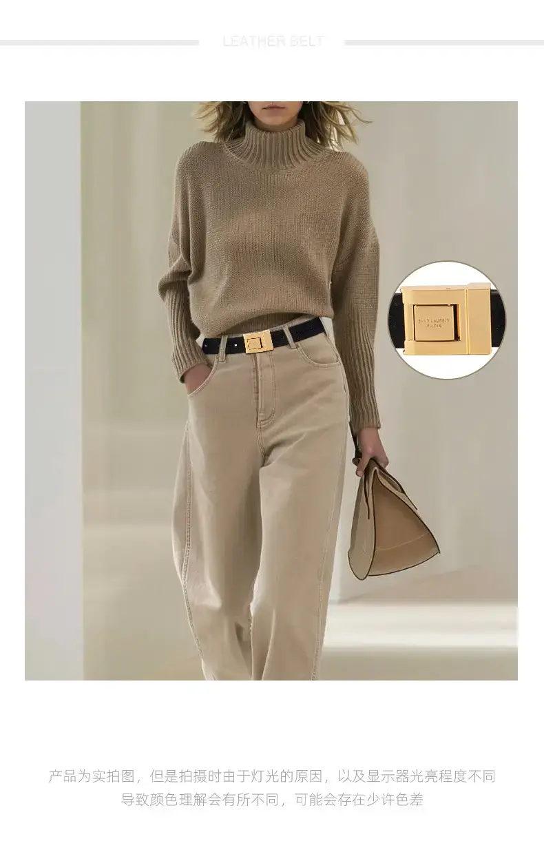 Matte Green Square Buckle Belt for Women — feature 1