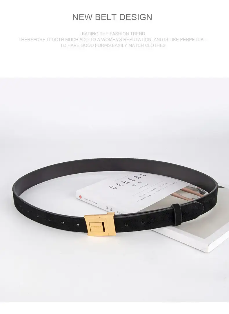 Matte Green Square Buckle Belt for Women — feature 11