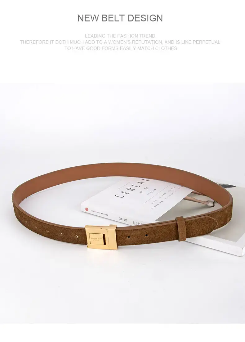 Matte Green Square Buckle Belt for Women — feature 13