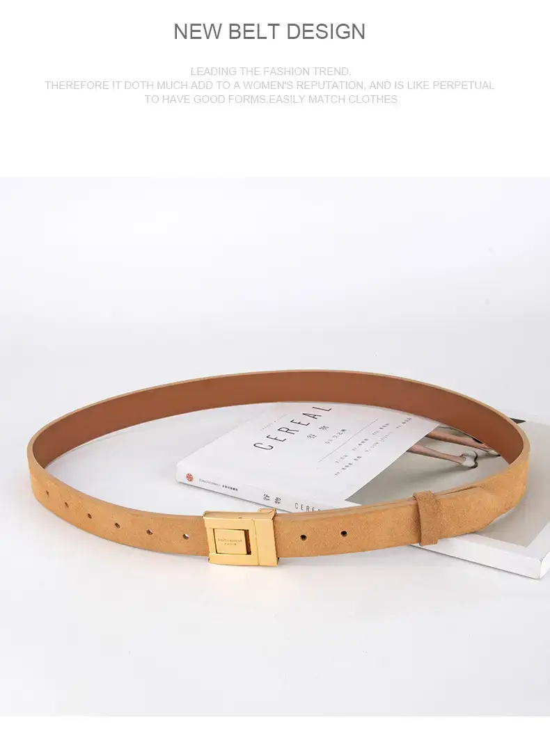 Matte Green Square Buckle Belt for Women — feature 14
