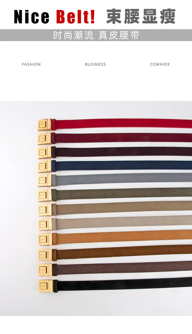 Matte Green Square Buckle Belt for Women — feature 3