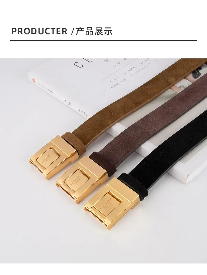 Matte Green Square Buckle Belt for Women — feature 9