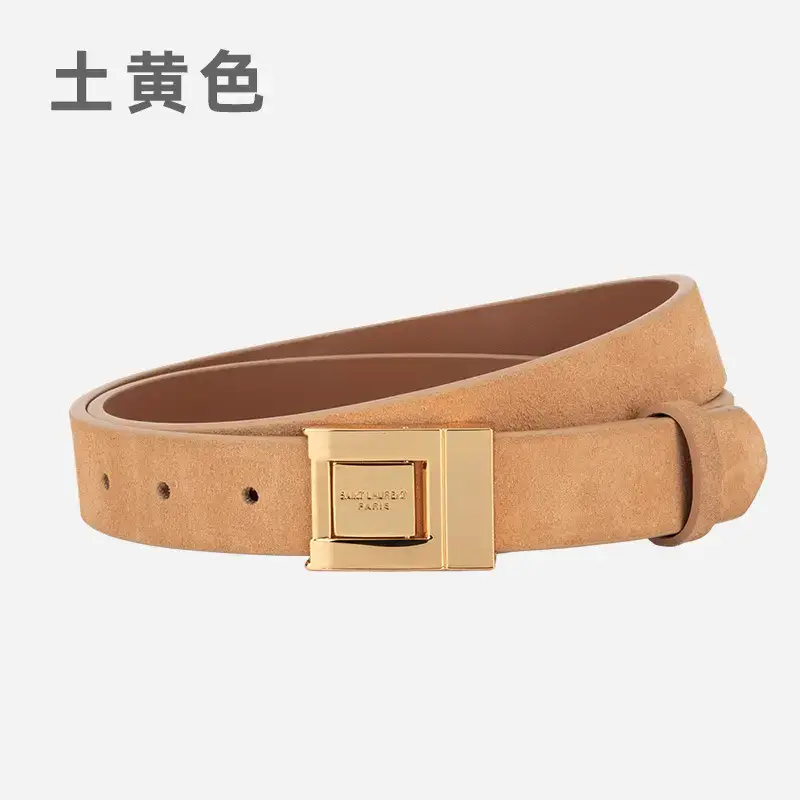 Matte Green Square Buckle Belt for Women - Image 11
