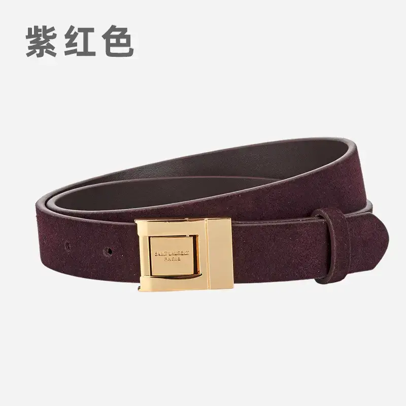 Matte Green Square Buckle Belt for Women - Image 13