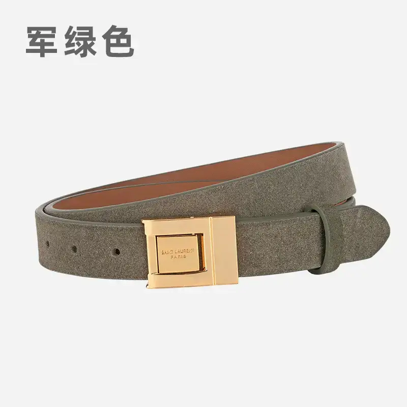 Matte Green Square Buckle Belt for Women - Image 6