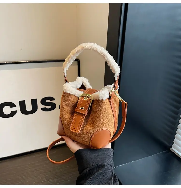 Lamb Wool Mini Bucket Bag Maillard Suede Vintage — feature 15