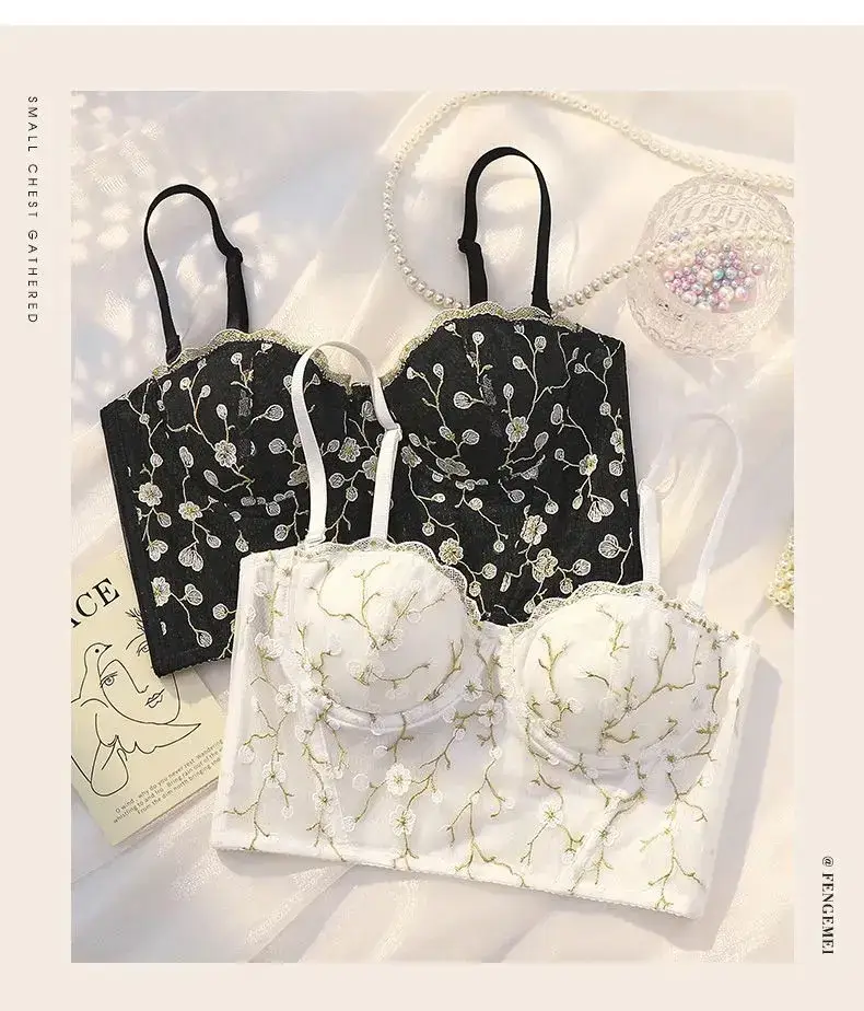 Black Embroidered Lace Bra with Underwire & Side Support — feature 23