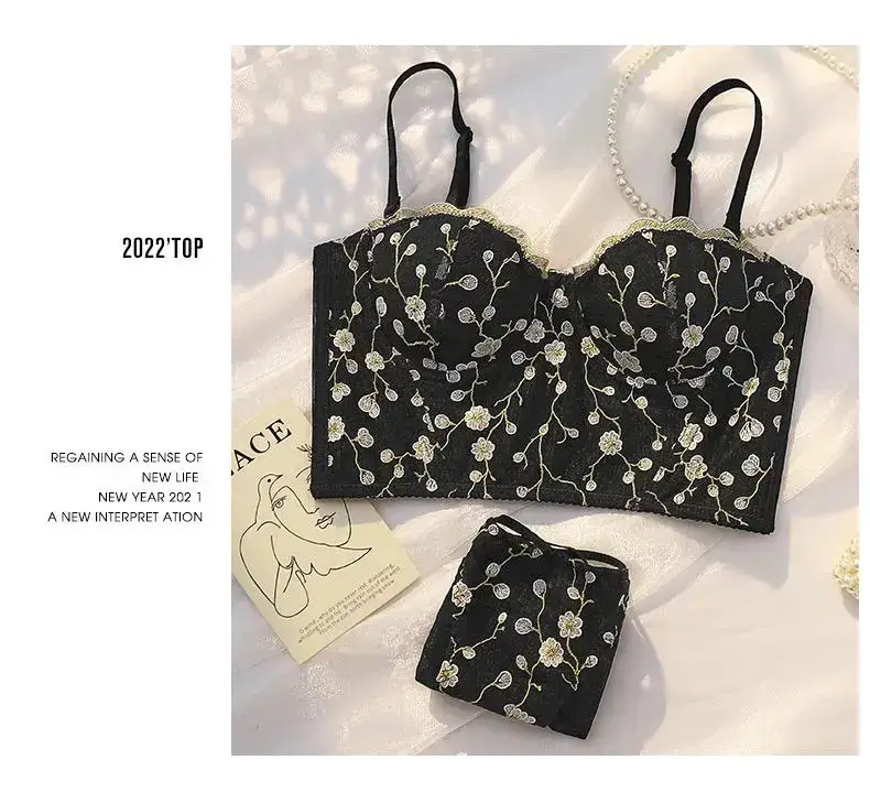 Black Embroidered Lace Bra with Underwire & Side Support — feature 26