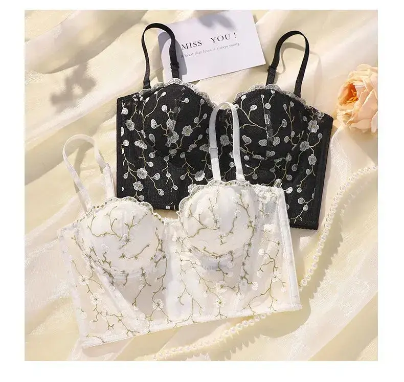 Black Embroidered Lace Bra with Underwire & Side Support — feature 29