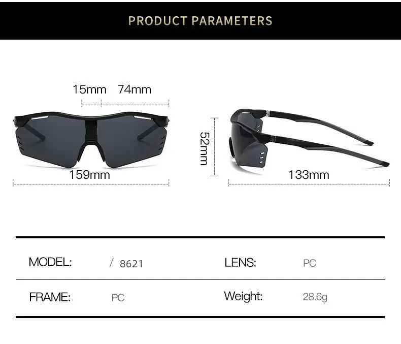 Men Women Windproof Sunglasses C3 Black Anti UV β feature 9