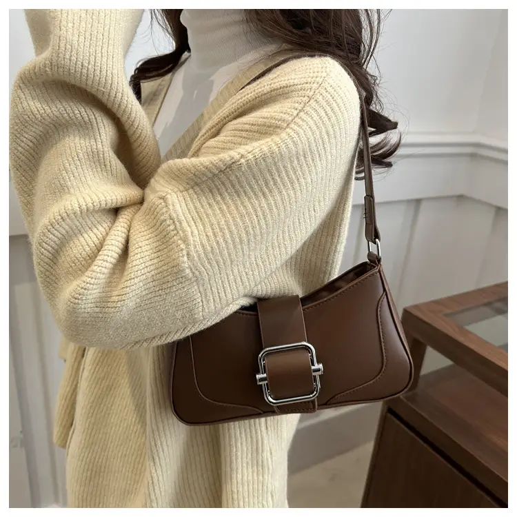 Elegant Underarm Bag for Women, Beige Leather, Shoulder Strap, Niche Design — feature 14