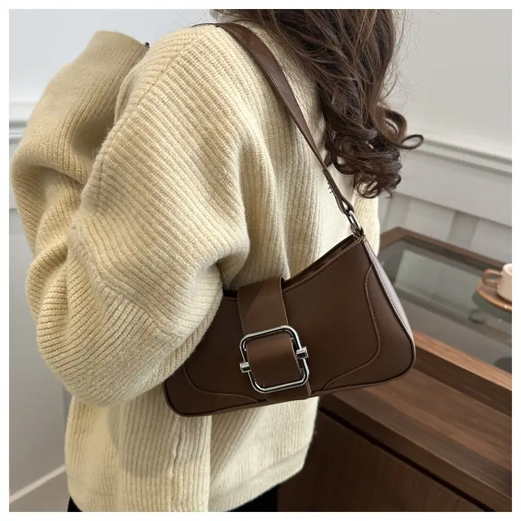 Elegant Underarm Bag for Women, Beige Leather, Shoulder Strap, Niche Design — feature 15