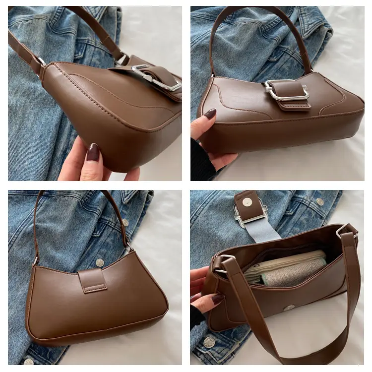 Elegant Underarm Bag for Women, Beige Leather, Shoulder Strap, Niche Design — feature 7