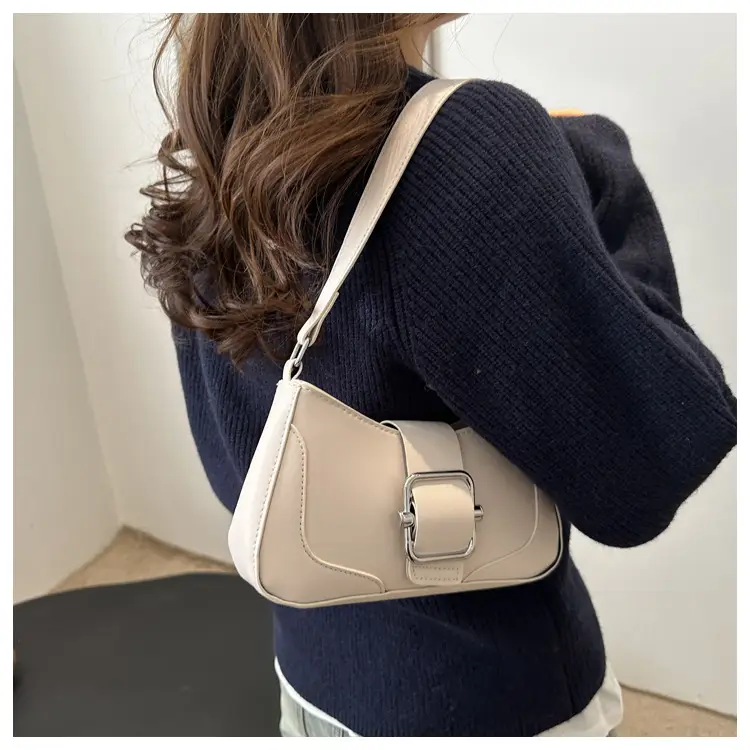 Elegant Underarm Bag for Women, Beige Leather, Shoulder Strap, Niche Design — feature 8