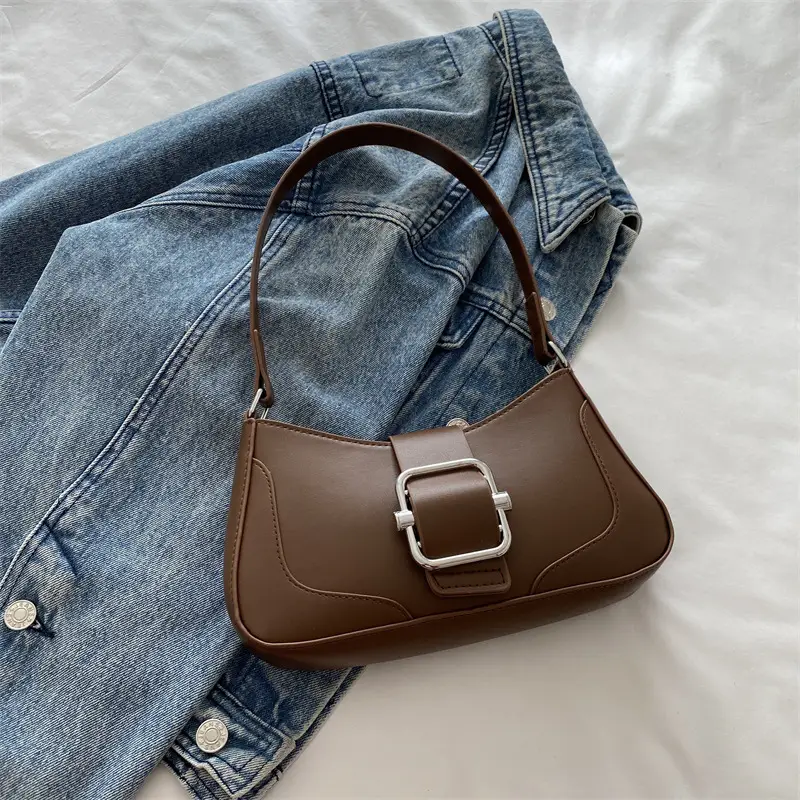 Elegant Underarm Bag for Women, Beige Leather, Shoulder Strap, Niche Design - Image 4