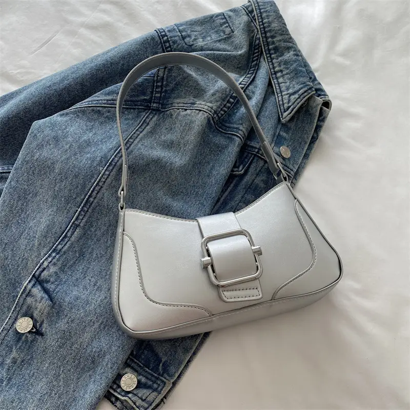 Elegant Underarm Bag for Women, Beige Leather, Shoulder Strap, Niche Design - Image 5