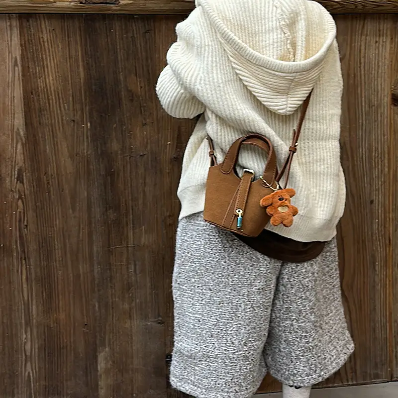 Yellow Soft Leather Girl's Crossbody Bag with Leopard Charm - Image 10