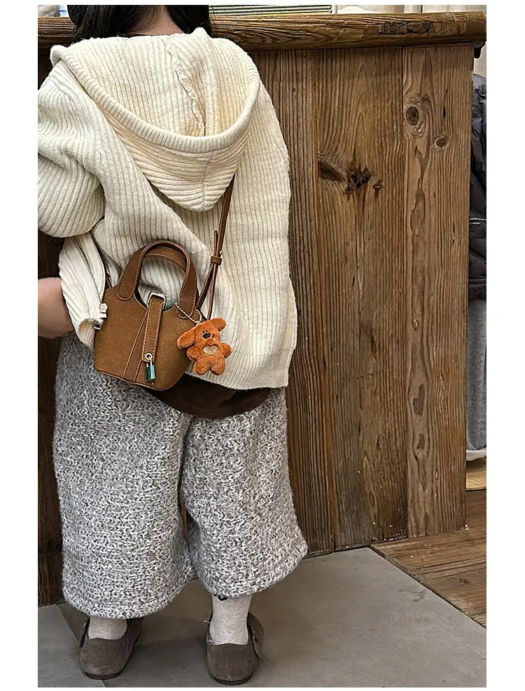 Yellow Soft Leather Girl's Crossbody Bag with Leopard Charm — feature 20