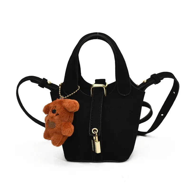 Yellow Soft Leather Girl's Crossbody Bag with Leopard Charm - Image 2