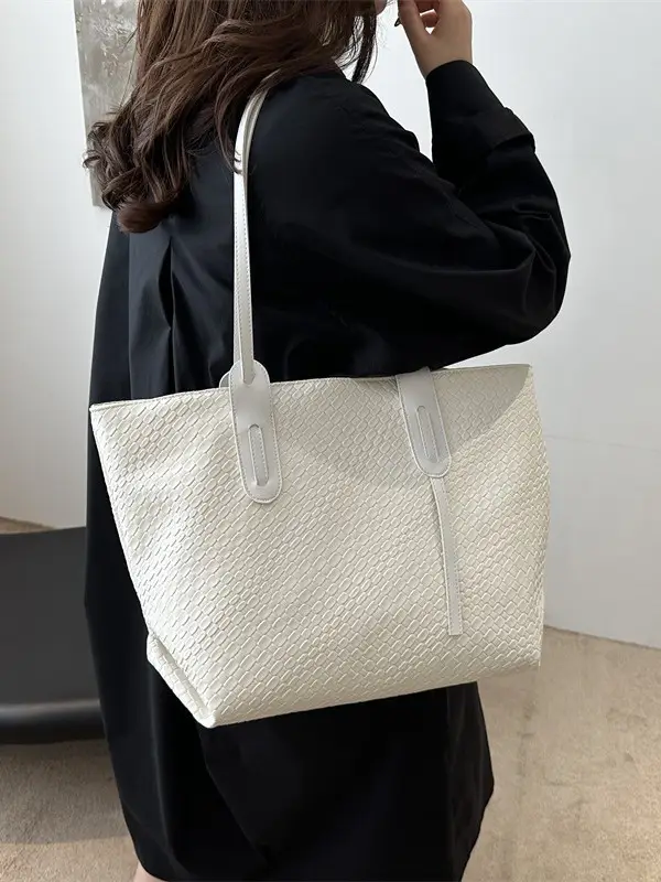 Red Woven Tote Bag for Women Large Capacity Korean Style - Image 7