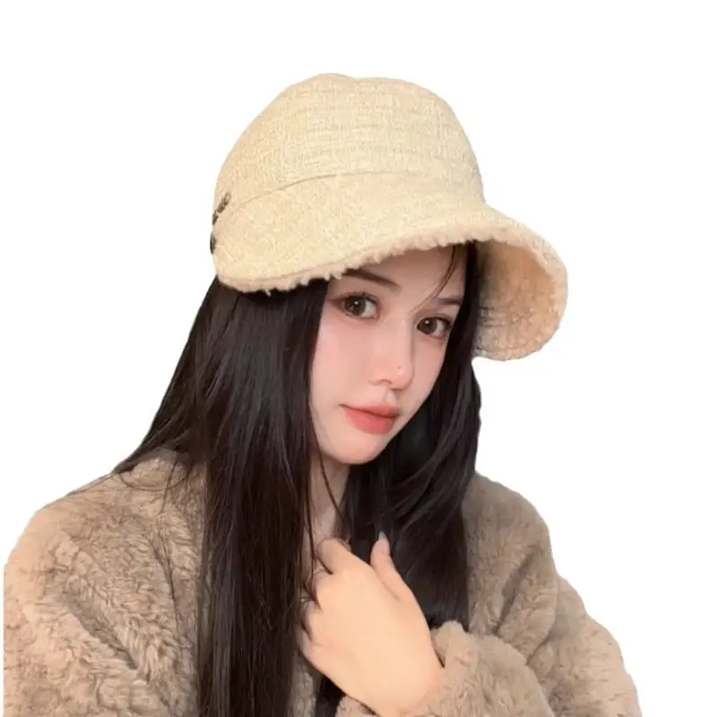 Women's Xiang Style Beige Fisherman Hat for Autumn Winter